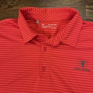 Under Armour Mens Heatgear Polo Golf Shirt 2XL Red Stripes Twin‎ Lakes